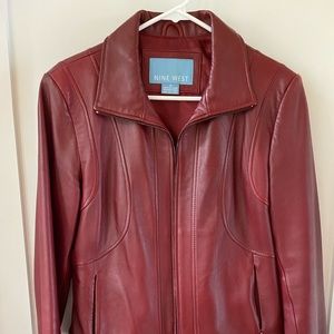 Nine West Burgundy leather jacket.